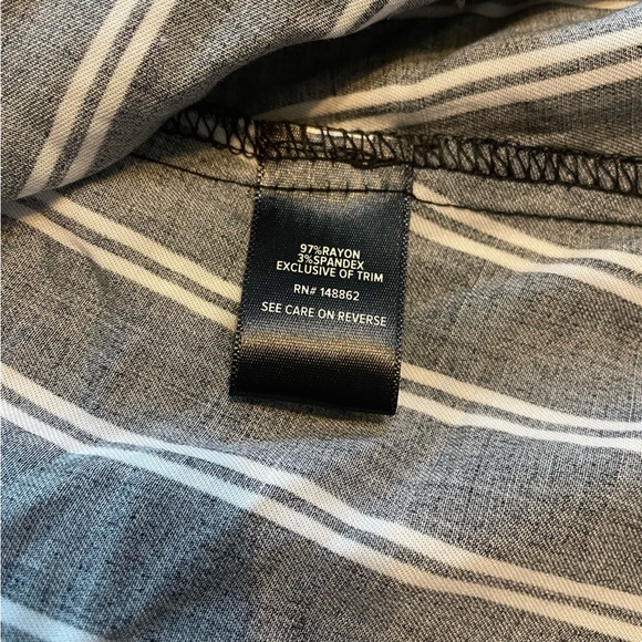 Torrid | Navy & White Stripe Georgette Midi Button Up Shirt Dress sz O - Picture 11 of 13